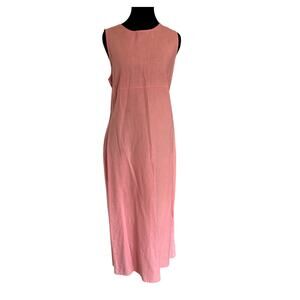 VTG Pink Salmon Linen-blend Midi Dress Women's Size 10 Sleeveless